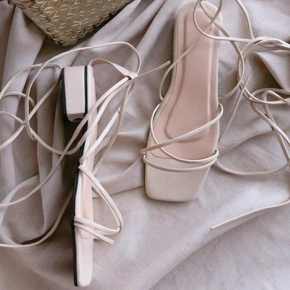 Gladiator and Lace Up Sandals (Brand New) in Cream color - Picture 1 of 3